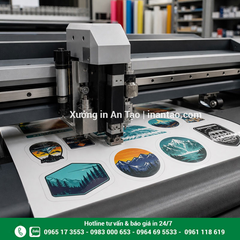 Gia công bế demi decal thành phẩm Máy bế demi cắt decal sticker theo hình