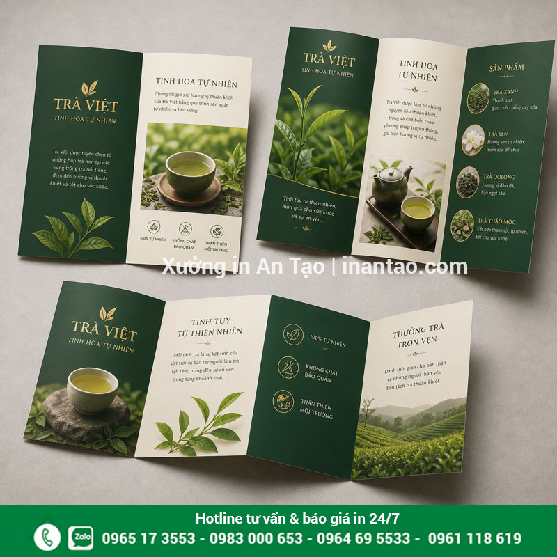 So sánh các kiểu gấp khi in ấn brochure Các kiểu gấp brochure hai, ba và chữ Z trên sản phẩm thật