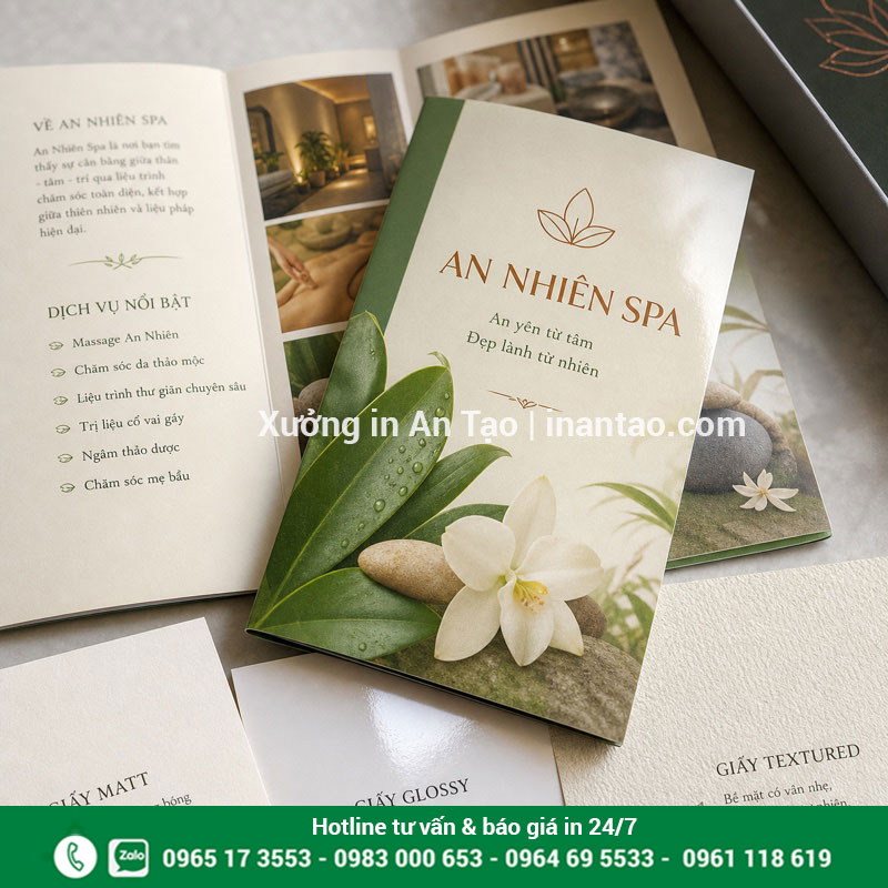 Chọn chất liệu giấy in brochure phù hợp Mẫu giấy mờ bóng và có vân dùng để in brochure