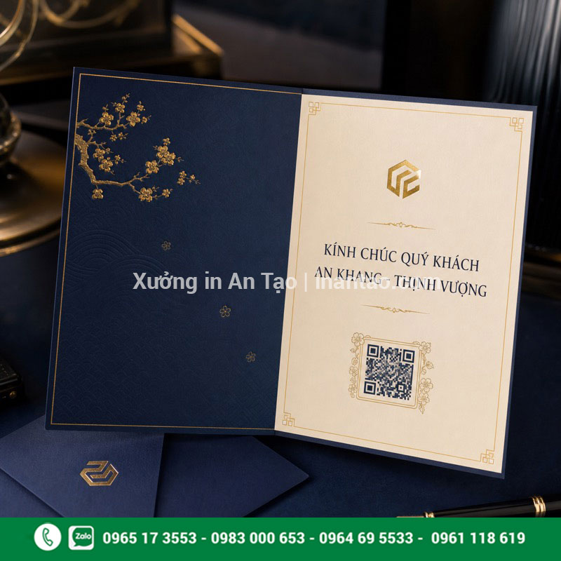 Thiệp chúc Tết doanh nghiệp cá nhân hóa nội dung In thiệp chúc Tết cá nhân hóa lời chúc và mã QR