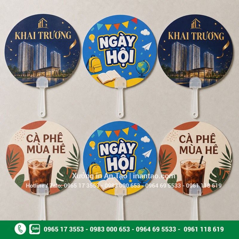 Mẫu in quạt giấy cầm tay theo ngành Mẫu in quạt giấy cầm tay cho nhiều ngành nghề