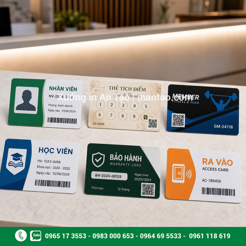 Các mẫu thẻ nhựa ứng dụng trong doanh nghiệp và dịch vụ Ứng dụng in thẻ nhựa cho nhân viên thành viên và học viên