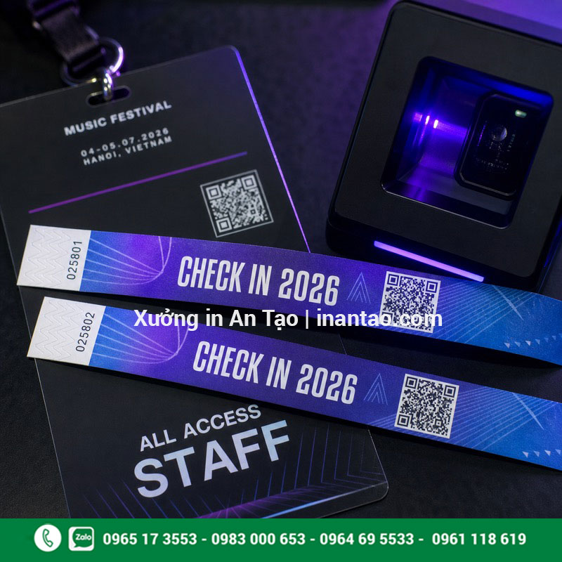 Mẫu vòng tay check in sự kiện chuyên nghiệp Vòng tay check in sự kiện in mã QR và số seri