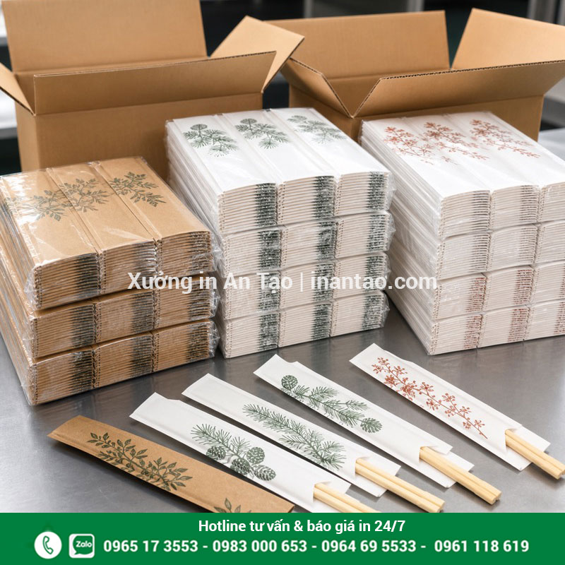 Đóng gói đơn in bao đũa giao khách Bao đũa in hoàn thiện được đóng gói theo bó để giao hàng