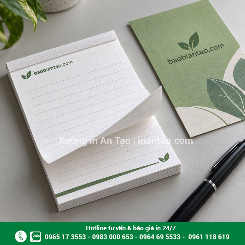 Giấy ruột và cách dán gáy tập ghi chú Cận cảnh giấy ruột có dòng kẻ và mép dán gáy của tập giấy note