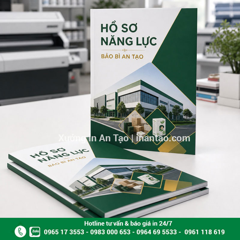 In profile công ty đẹp tại xưởng Bao Bì An Tạo Mẫu in profile hồ sơ năng lực hoàn thiện tại Baobiantao.com
