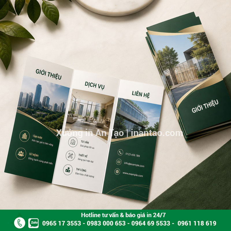 In tờ gấp A4 ba cánh giới thiệu doanh nghiệp Mẫu in tờ gấp A4 ba cánh hoàn chỉnh