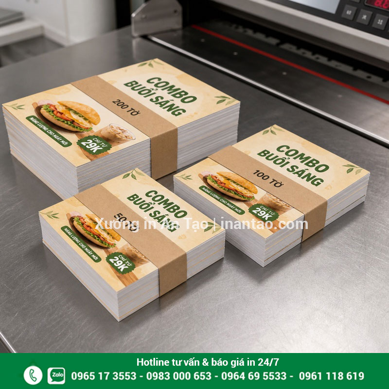 In tờ rơi số lượng ít bằng máy kỹ thuật số Đơn in tờ rơi số lượng ít 50 100 và 200 tờ