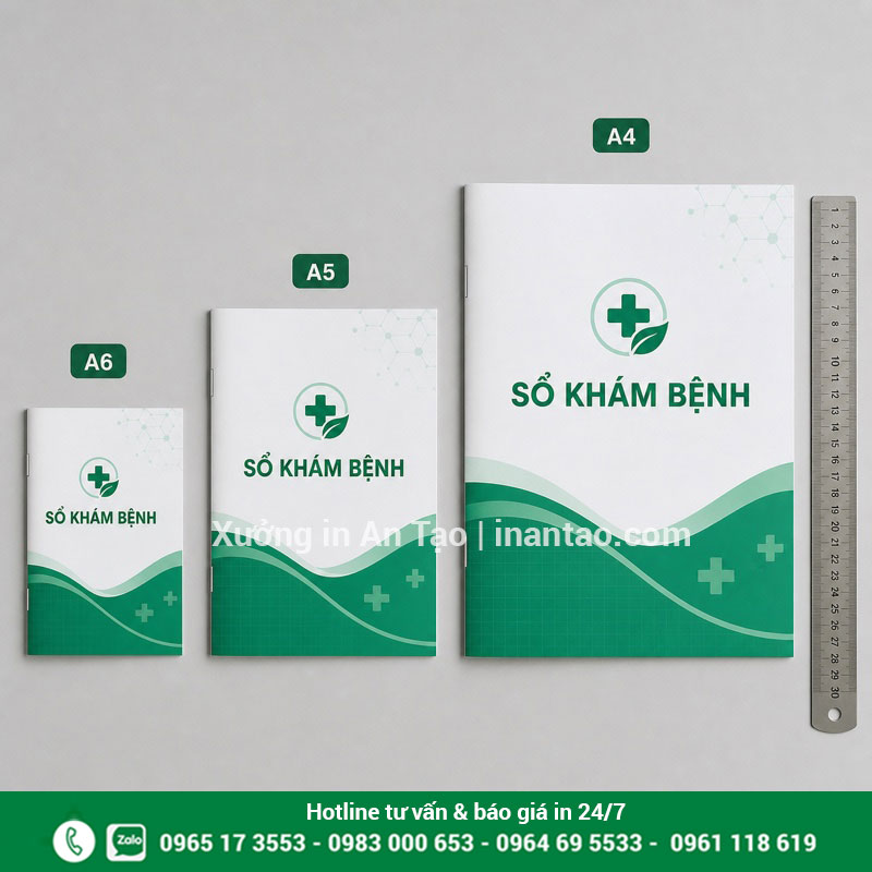 Kích thước sổ khám bệnh A6 A5 A4 So sánh kích thước mẫu sổ khám bệnh A6 A5 và A4