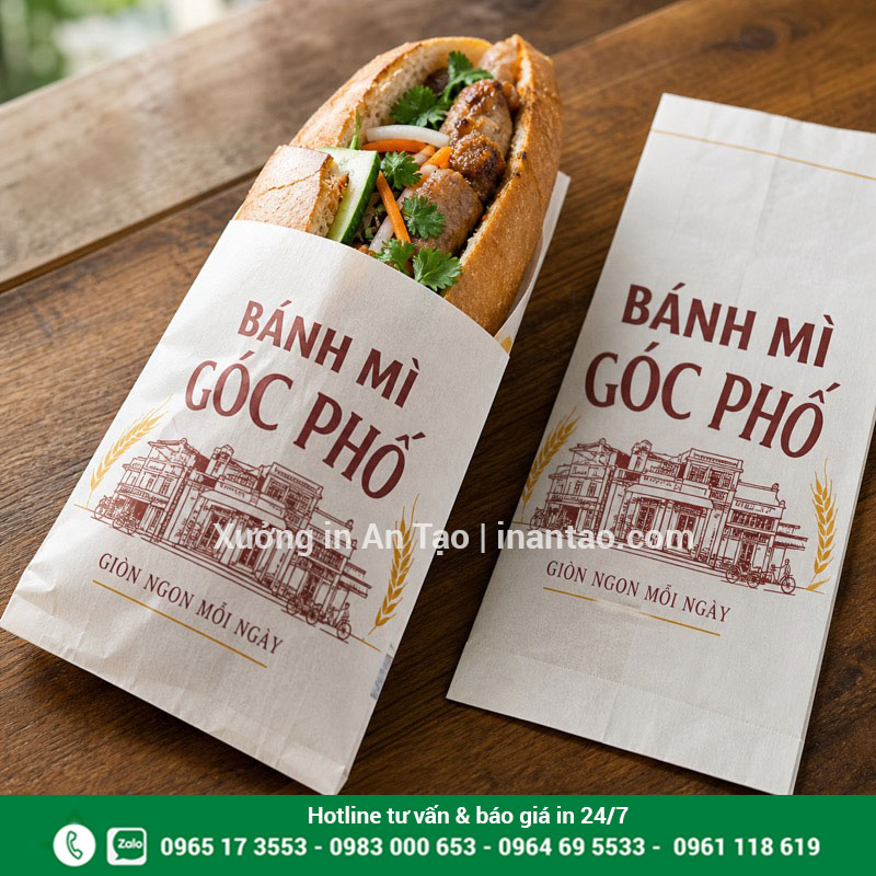 Mẫu túi bánh mì đẹp, gọn và hạn chế thấm dầu Túi giấy đựng bánh mì hoàn chỉnh dùng cho bánh nhiều nhân