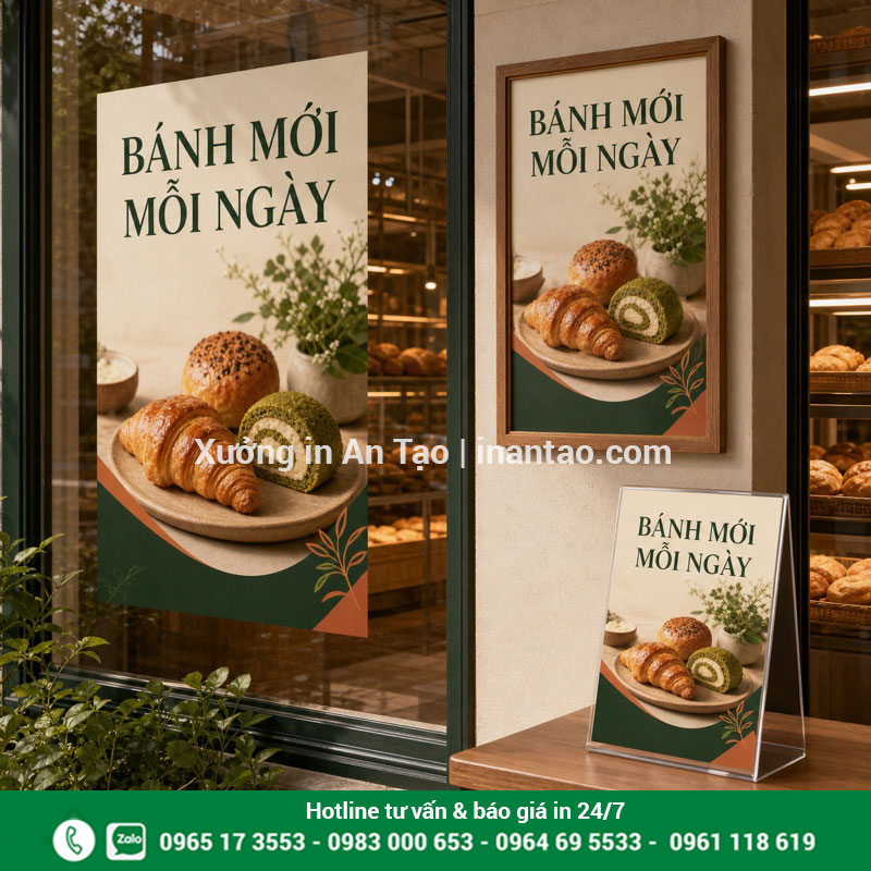 Mẫu poster quảng cáo ứng dụng trong cửa hàng Ứng dụng poster quảng cáo tại cửa kính khung treo và quầy